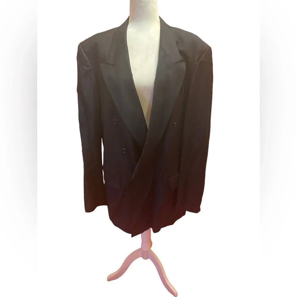 Hugo Boss Blazer Al Capone 100% virgin wool 44L Black Wool Blend Suit Coat